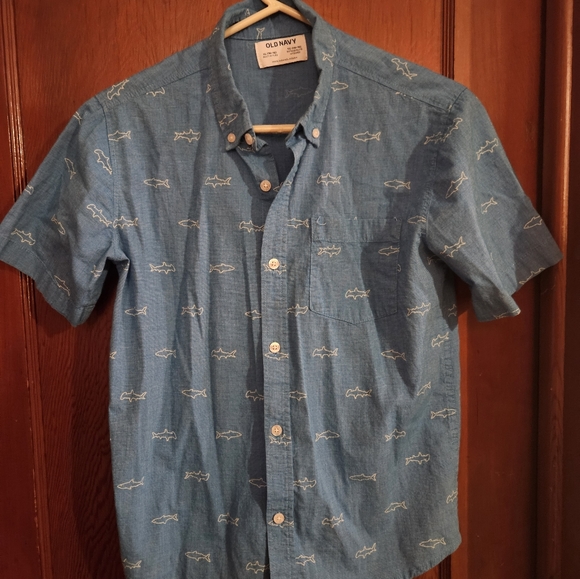 Kid's Old Navy shark collar shirt short sleeve sz XL (14-16) - Picture 1 of 3